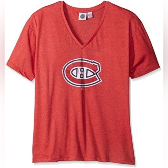 NWT [NHL] Montreal Canadians NHL Hockey Short Sleeve Heather V-Neck Women’s 2X - Picture 2 of 9